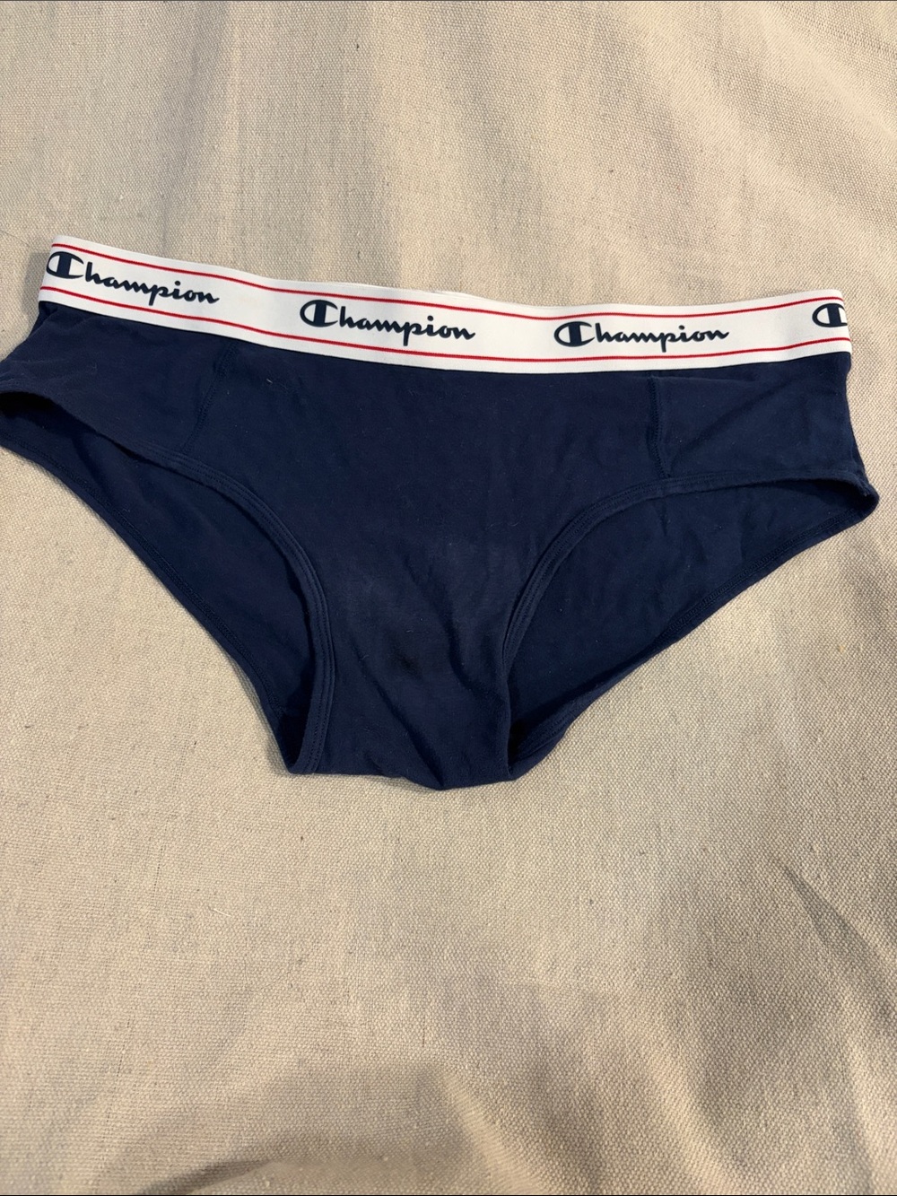 Champion Navy Bikini Briefs with White Logo Waistband